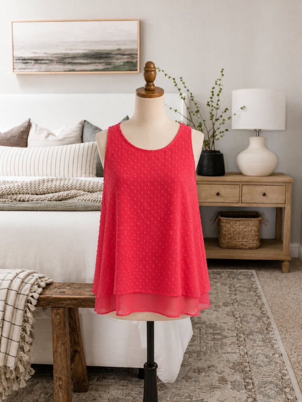 Zac & Rachel Ladies Large Dark Salmon/Pink Flowy Tank Blouse
